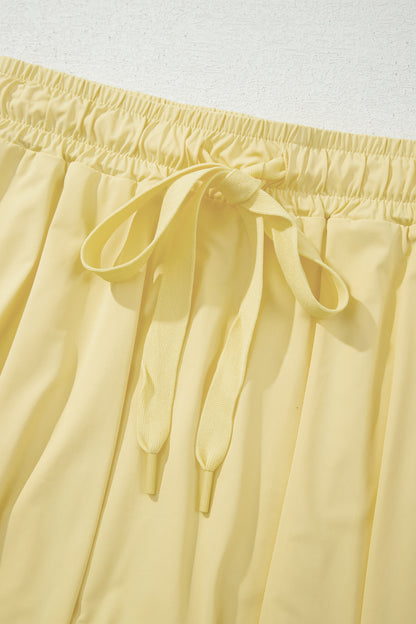 Black Drawstring Elastic Waistband Lined Tennis Skorts