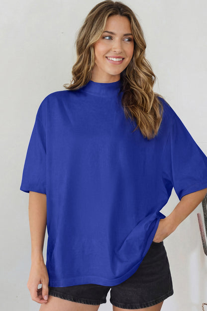 Sachet Pink Solid Color High Neck Oversize Tee