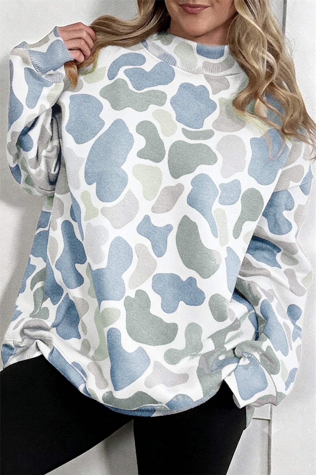 Multicolour Camouflage Western Style Pullover Sweatshirt