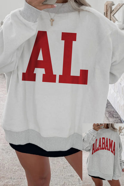 Light Grey AL Reversible Printed Ribbed Patchwork Mock Neck Sweatshirt