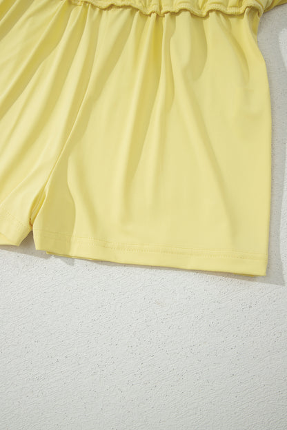 Black Drawstring Elastic Waistband Lined Tennis Skorts