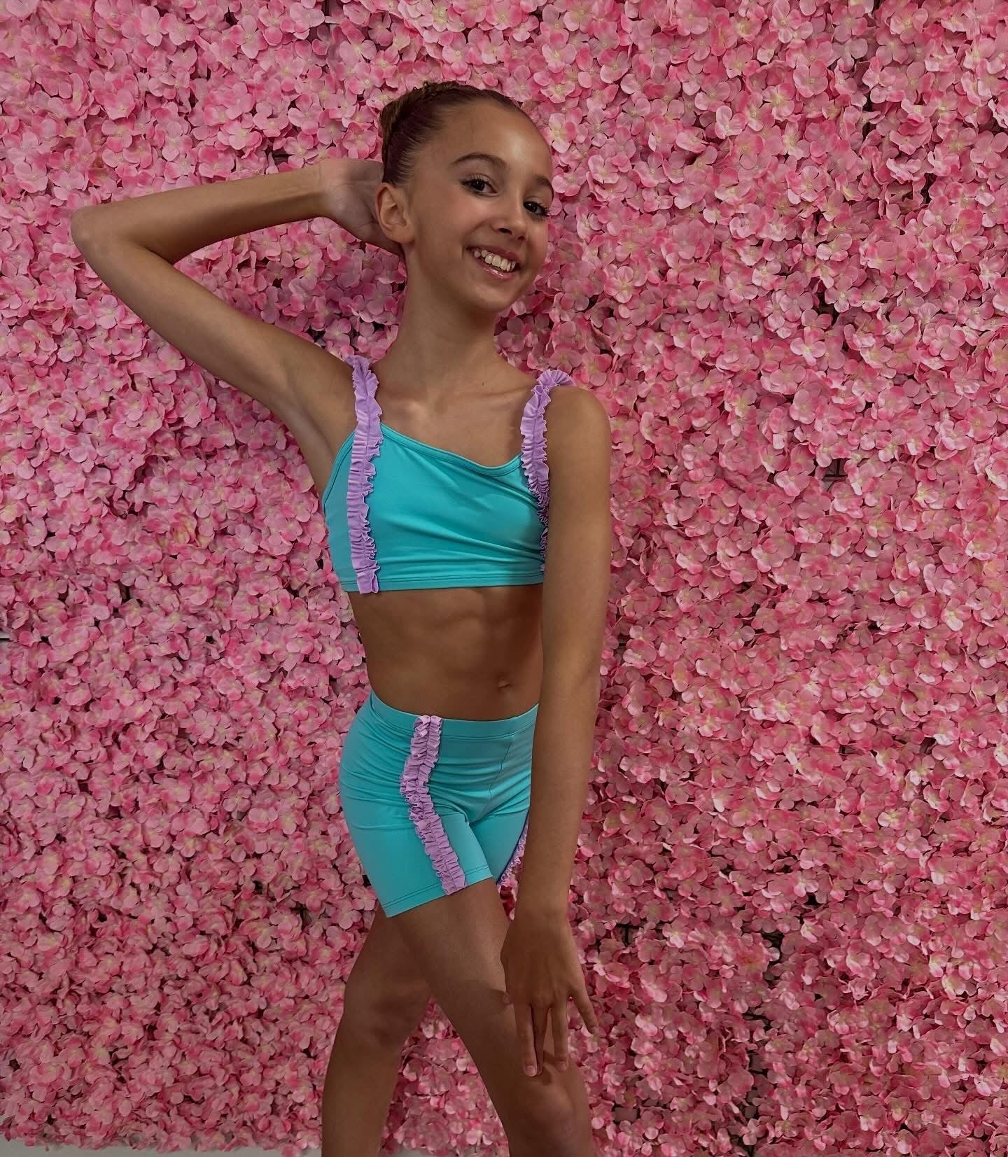 Custom Made Mint & Lilac Ruffle Short Set