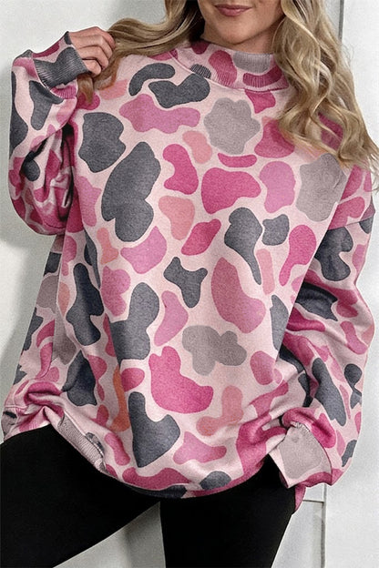 Multicolour Camouflage Western Style Pullover Sweatshirt