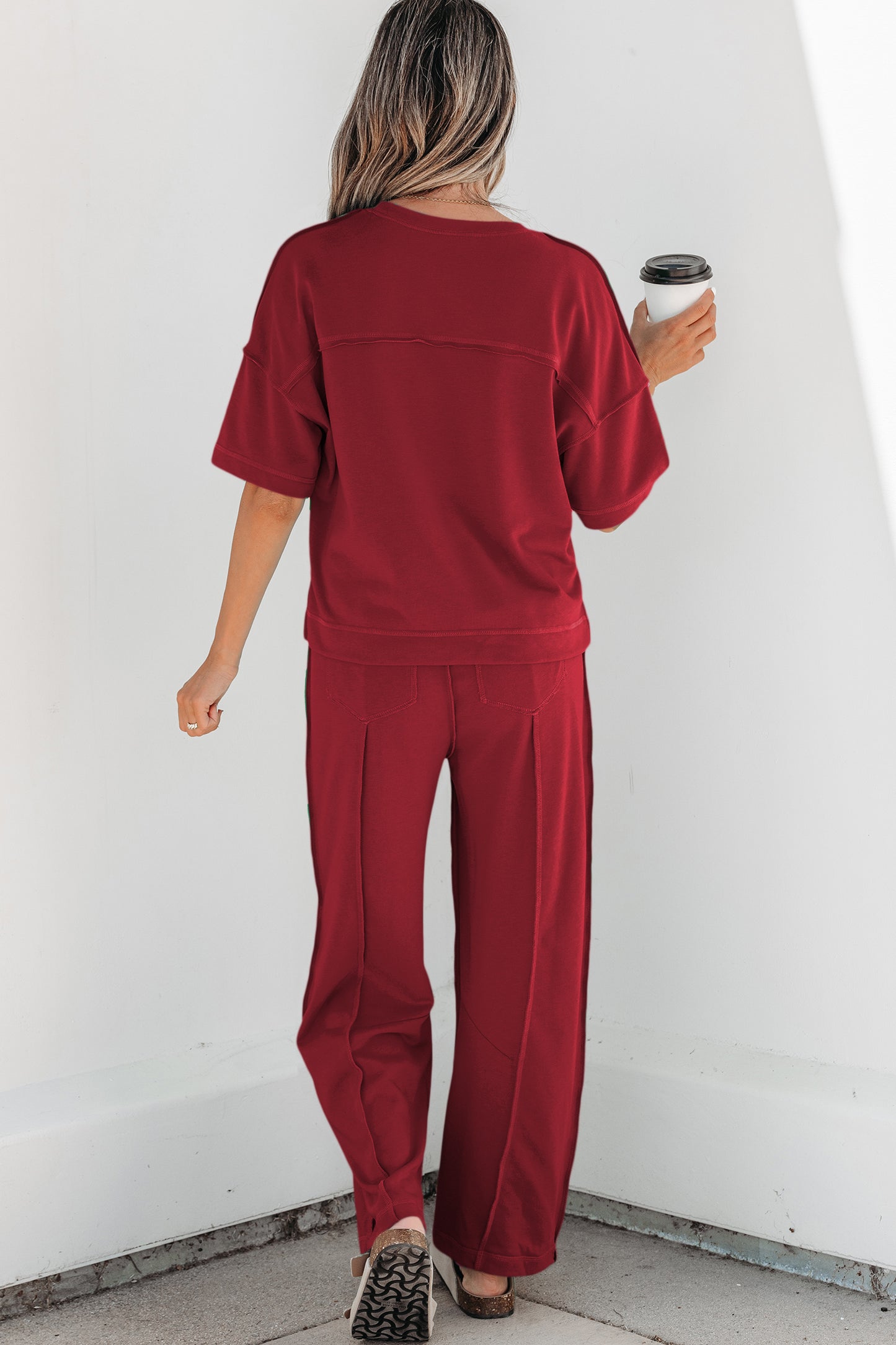 Sky Blue Drop Shoulder Boxy Tee and Barrel Pants Set