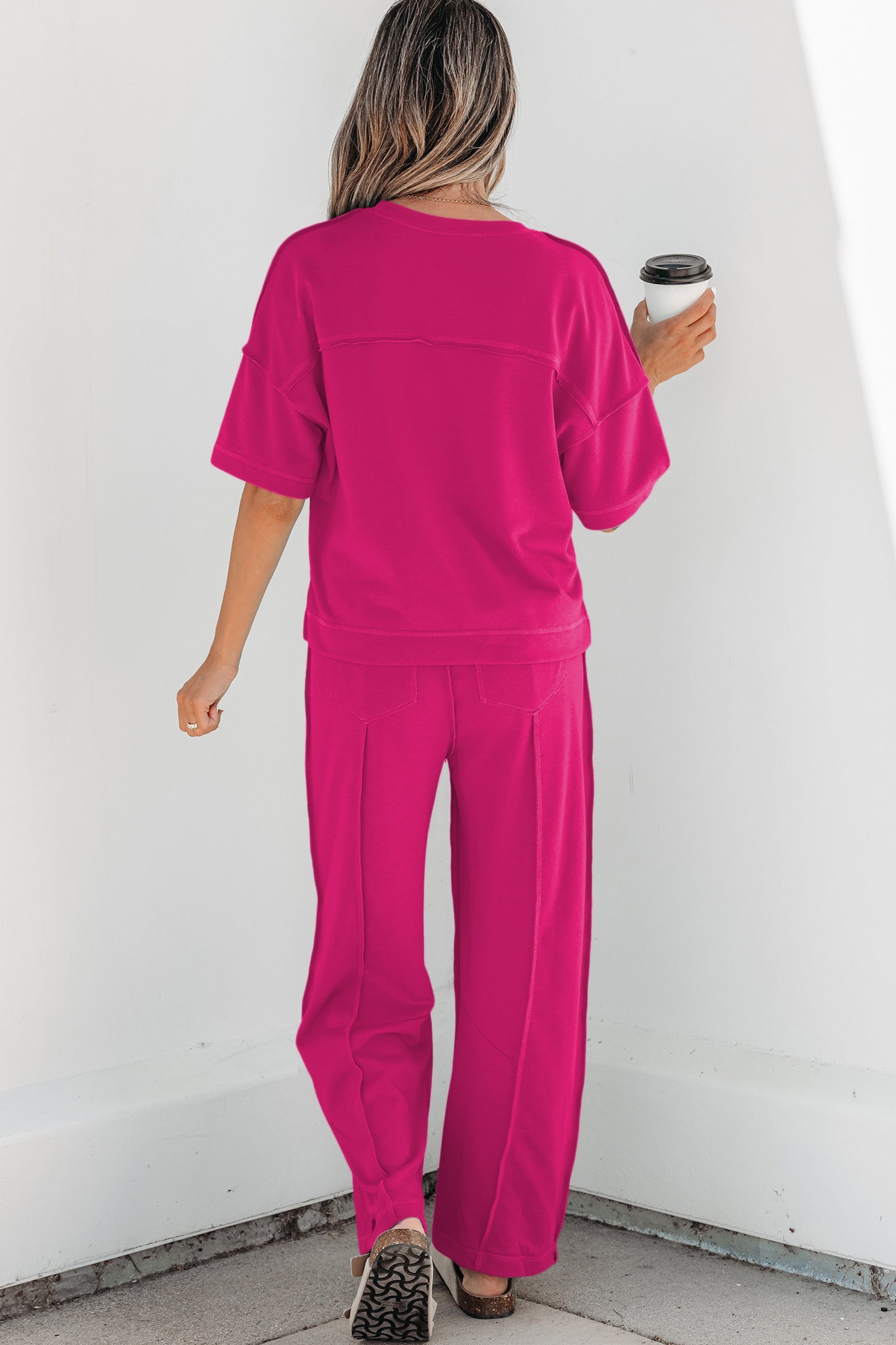 Sky Blue Drop Shoulder Boxy Tee and Barrel Pants Set
