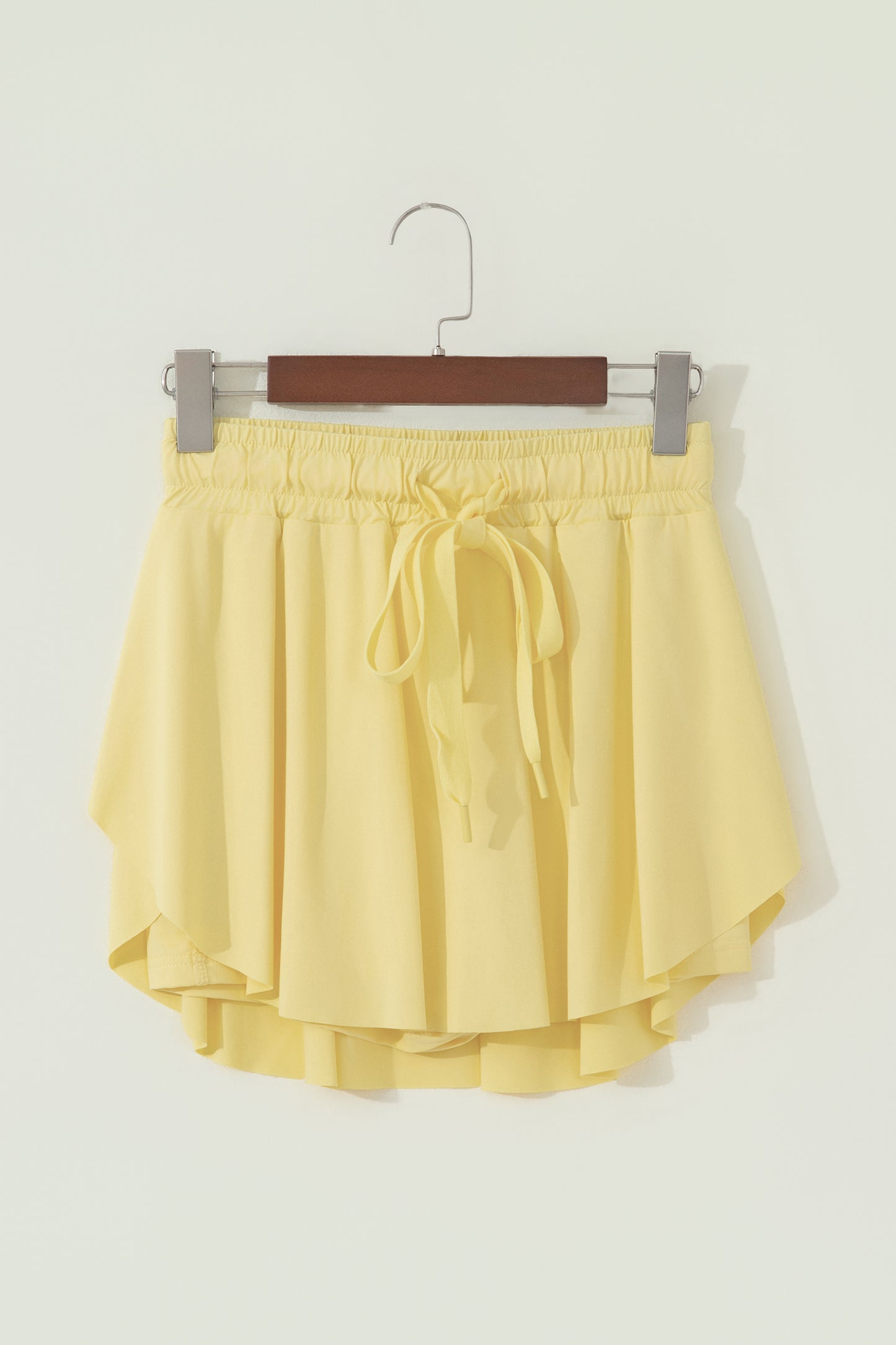Black Drawstring Elastic Waistband Lined Tennis Skorts