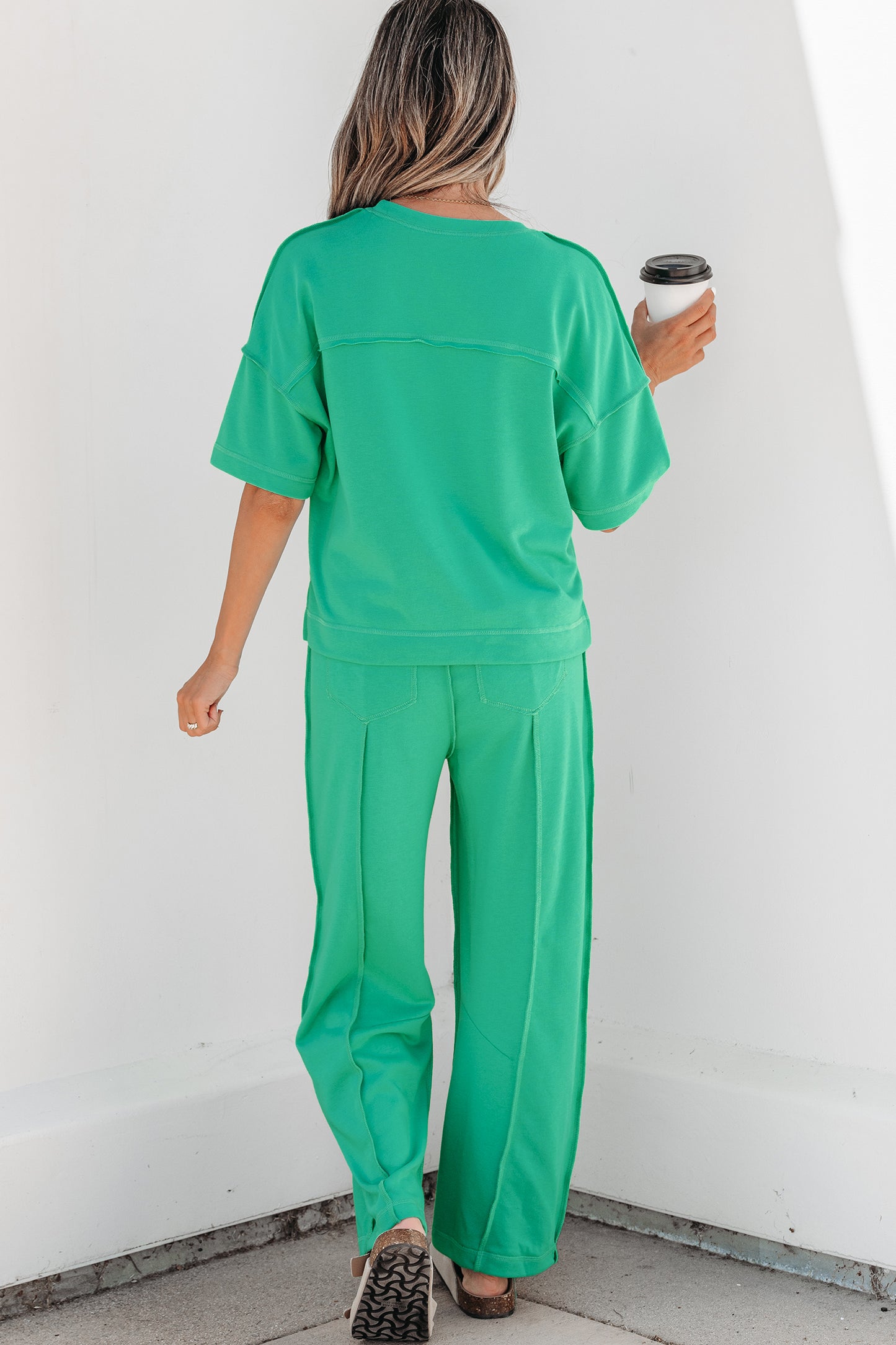 Sky Blue Drop Shoulder Boxy Tee and Barrel Pants Set