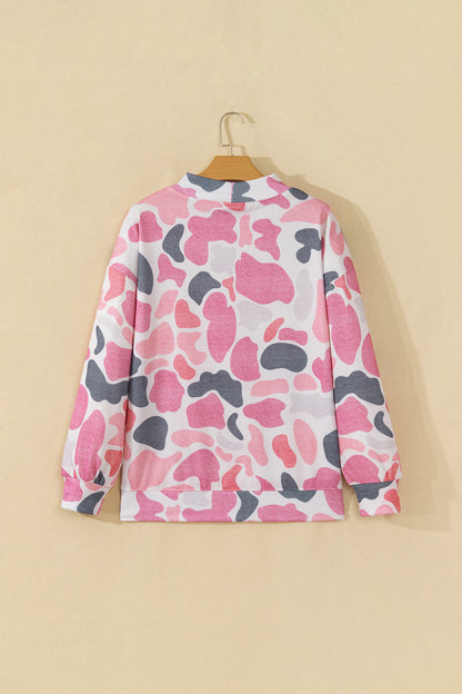 Multicolour Camouflage Western Style Pullover Sweatshirt