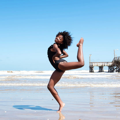 Summer Belles Ruffle Black Leotard