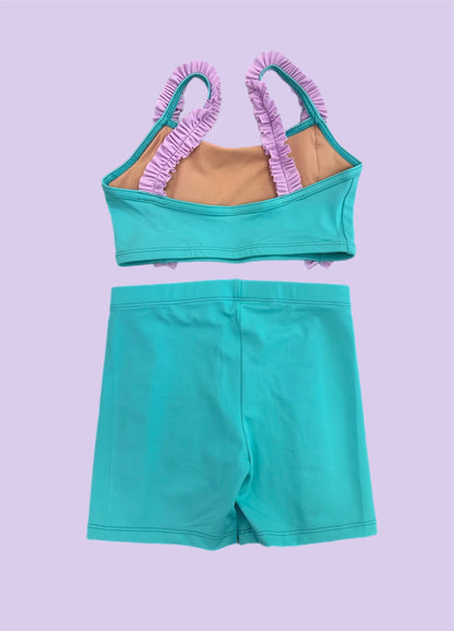 Custom Made Mint & Lilac Ruffle Short Set