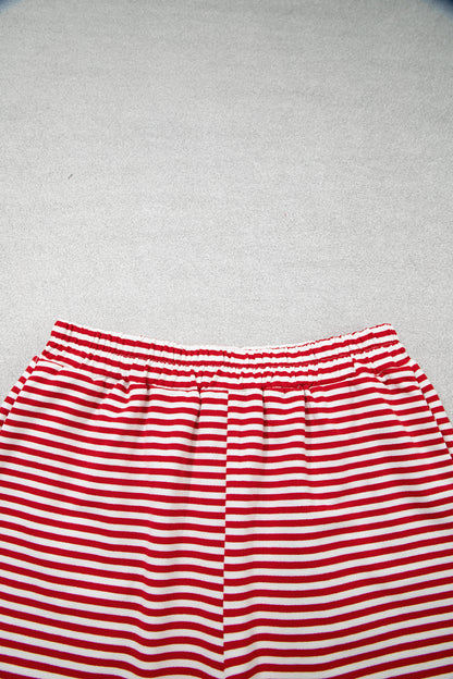 Pink Stripe Oversize Mock Neck Sweatshirt and Shorts Set