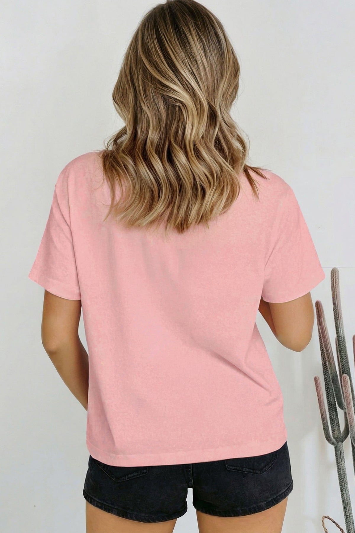 Sachet Pink Solid Color High Neck Oversize Tee
