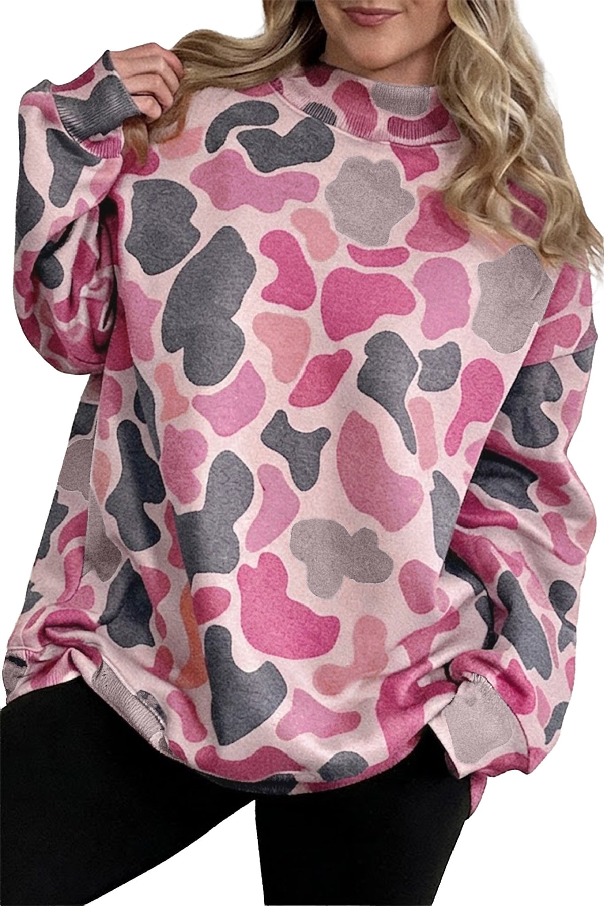 Multicolour Camouflage Western Style Pullover Sweatshirt