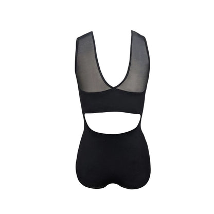 **Pre-Order** Adult V-Neck Mesh Inset Black Leotard